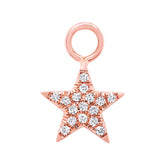 0.04ct 14k Rose Gold Diamond Pave Star Hoop Charm